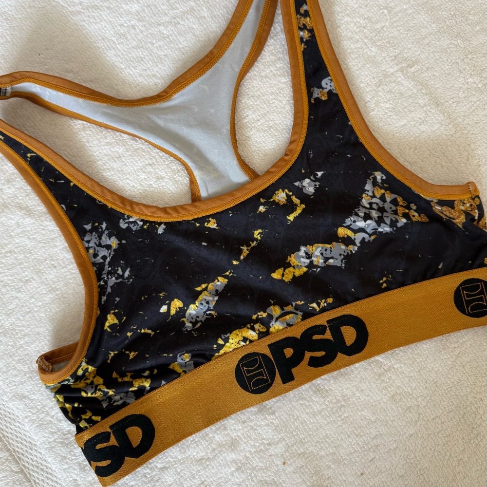 PSD Black and Gold Sports Bra Size S